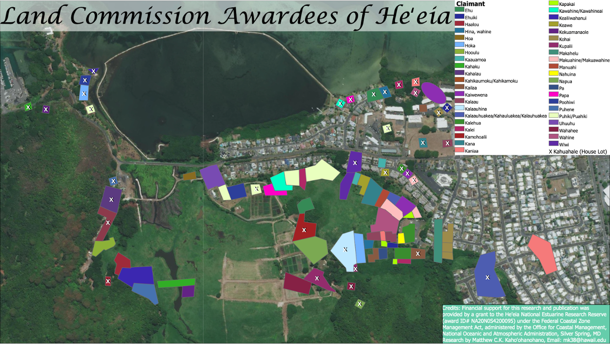 Map of Heʻeia Land Commission Award Parcels